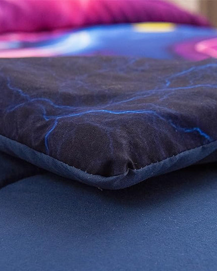 Meeting Story Gamer Gaming Bedding Sets Red Blue Lightnings Gamepad Comforter Set for Boys Games Console Action Buttons Novelty Colorful Modern Room Decor Home Quilt Set (Blue-Purple, Twin 5Pcs) - LeafyLoom