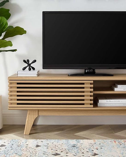 Modway Render Mid-Century Modern Low Profile 48 Inch TV Stand in Oak, 48" - LeafyLoom