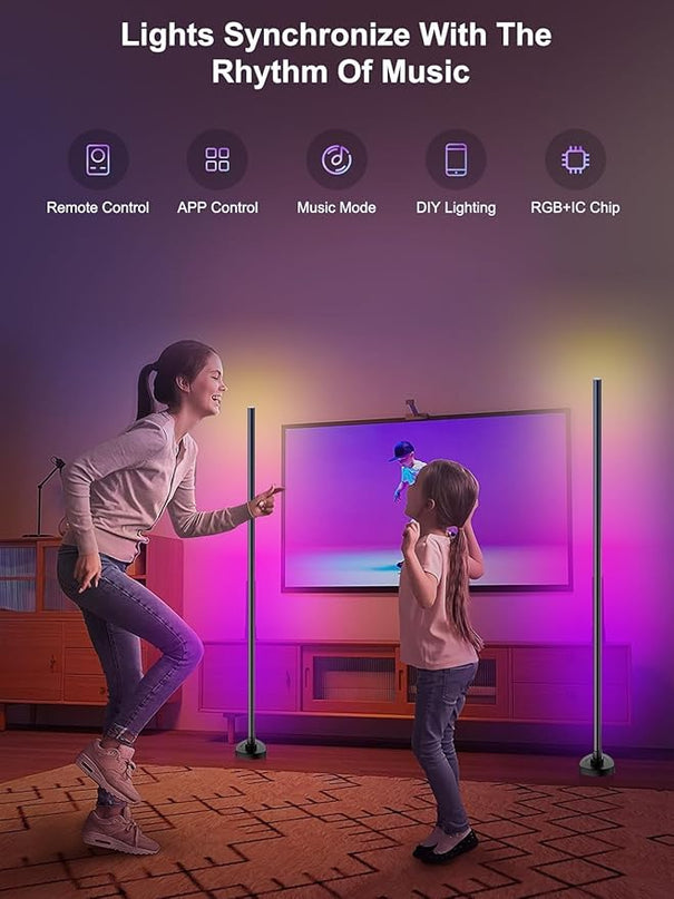 LED Corner Floor Lamp, Dimmable Color Changing Lamp, 55" RGB Floor Lamp Work with Alexa, Corner LED Lamp with APP/Remote Control, DIY Mode & Timing, Modern Floor Lamps for Living Room, Gaming Room - LeafyLoom