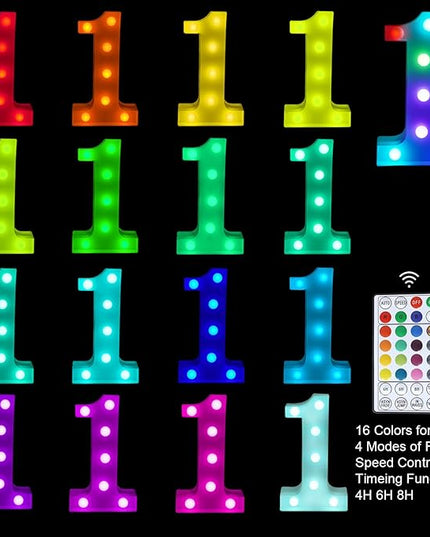 Colorful Letter LED Lights, 16 Colors Changing LED Marquee Letter Lights, Dimmable Night Lights for Wedding, Birthday, Holiday, Party, Bar, Christmas Decoration,Dorm Room Decor- Multicolor 1 - LeafyLoom