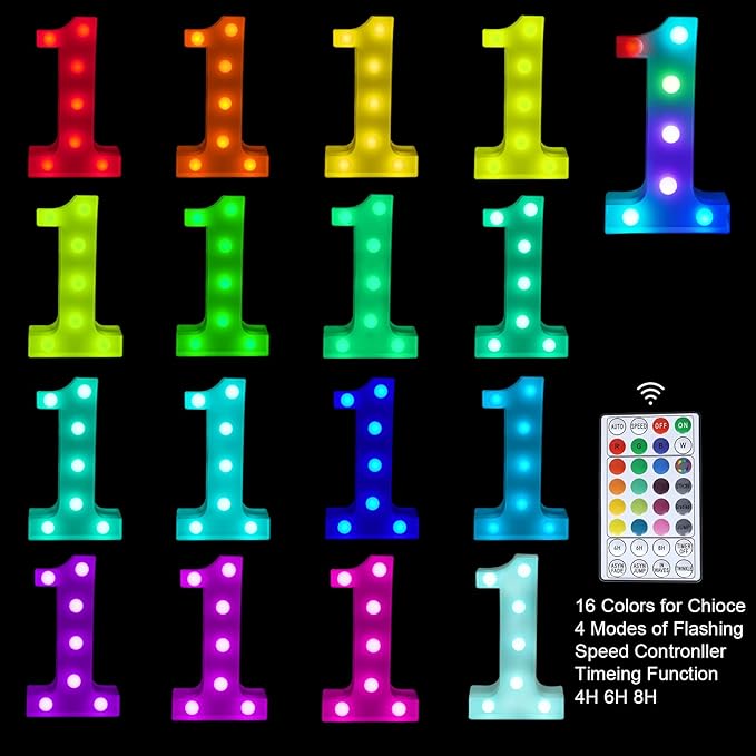 Colorful Letter LED Lights, 16 Colors Changing LED Marquee Letter Lights, Dimmable Night Lights for Wedding, Birthday, Holiday, Party, Bar, Christmas Decoration,Dorm Room Decor- Multicolor 1 - LeafyLoom