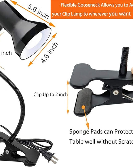 Desk Lamp Eye-Caring Table Lamps, 360°Rotation Gooseneck Clip on Lamp, Portable Reading Book Light, Clamp Light Eye-Caring Study Desk Lamps for Bedroom and Office Home Lighting - LeafyLoom