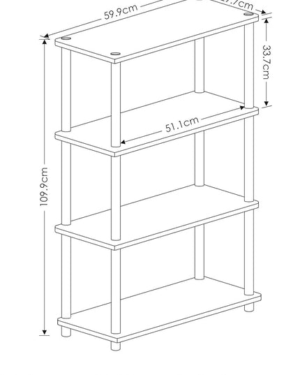Furinno Turn-N-Tube 4-Tier Multipurpose Shelf Display Rack, Round Tubes, Dark Cherry/Black - LeafyLoom