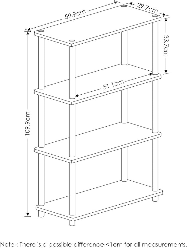 Furinno Turn-N-Tube 4-Tier Multipurpose Shelf Display Rack, Round Tubes, Dark Cherry/Black - LeafyLoom