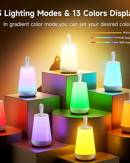 Dimmable Night Light Touch Lamp for Bedroom Rechargeable Remote Bedside Lamp Portable Hanging Table Lamp Changeable Warm White Light Perfect Toy Gift for Kids Adults - LeafyLoom