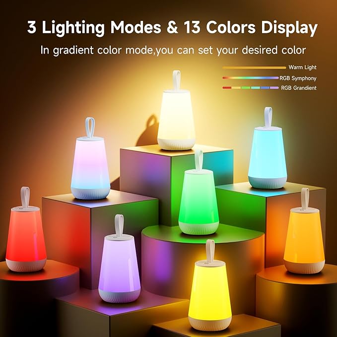 Dimmable Night Light Touch Lamp for Bedroom Rechargeable Remote Bedside Lamp Portable Hanging Table Lamp Changeable Warm White Light Perfect Toy Gift for Kids Adults - LeafyLoom