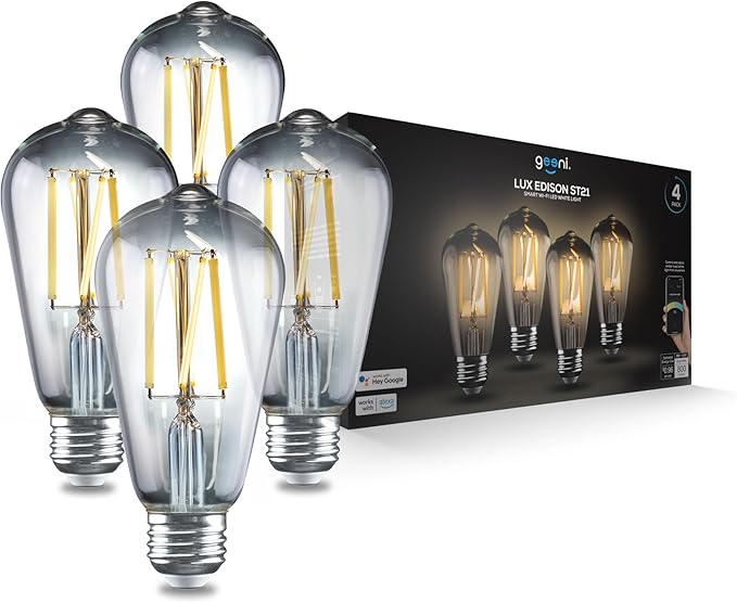 Geeni Smart Light Bulb - Alexa and Google Home Compatible, Tunable White LED Programmable and Dimmable WiFi Light Bulb, App Controlled (ST21-4 Pack) Geeni