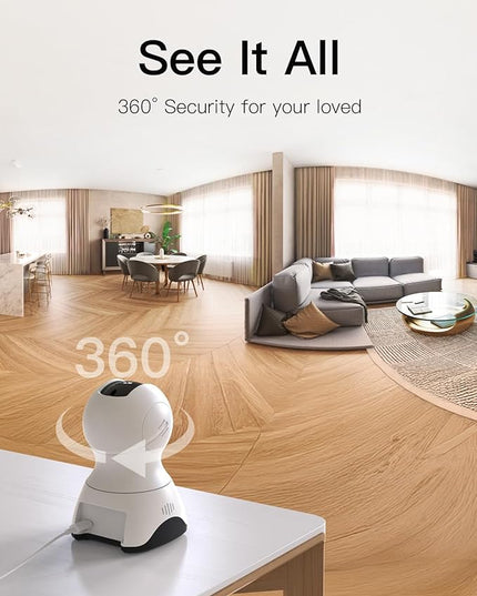 VIMTAG Indoor Camera 2.5K 4MP, Cameras for Home Security 2.4/5Ghz WiFi, Pet Camera 360° Pan/Tilt, Baby Montior with Phone App, Night Vision, Motion Alerts, Cloud/Local Storage, Support Alexa, 1 Pack Vimtag
