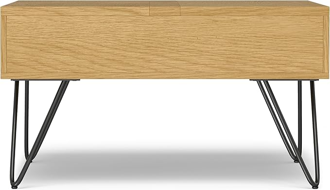 SIMPLIHOME Hunter Lift Top Square Coffee Table, 32 inch, Oak - LeafyLoom