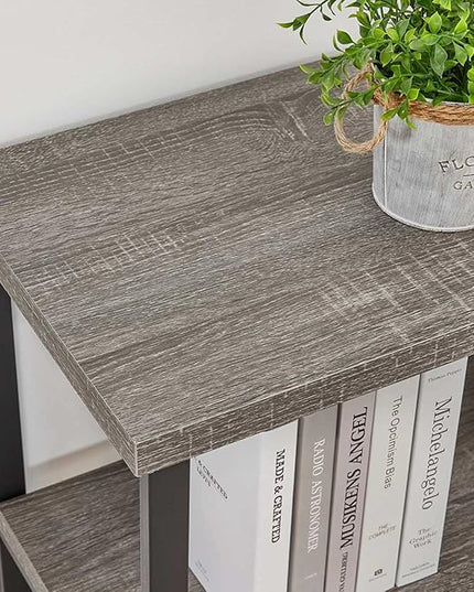 BON AUGURE Rustic Console Table Behind Sofa, Industrial Entryway Table with Storage Shelves, 3 Tier Long Bookshelf for Entry (55 Inch, Dark Grey Oak) - LeafyLoom