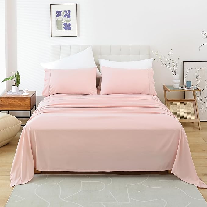 Full Sheet Set - 4 Piece Soft Breathable Bed Sheets for Full Size Bed, Extra Deep Pocket Lxuury Brushed Sheets, Cooling Hotel Bedding Sheets and Pillowcases, Wrinkle Free Oeko-Tex Sheets - LeafyLoom