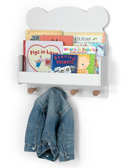 Delta Children babyGap Tate 4-in-1 Convertible Crib + Brannan Bear Bookcase with Bins + Brannan Bear Wall Shelf with 4 Hooks, Bianca White/Natural (Bundle) - LeafyLoom