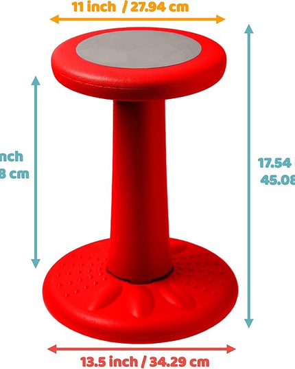 Studico ActiveChairs Kids Wobble Stool, Flexible Elementary Classroom Seating, Improves Focus, Posture and Helps ADHD/ADD, Sensory Chair, Active Fidget Chairs, Pre-Teen 17.75" Chair, Ages 7-12, Red - LeafyLoom