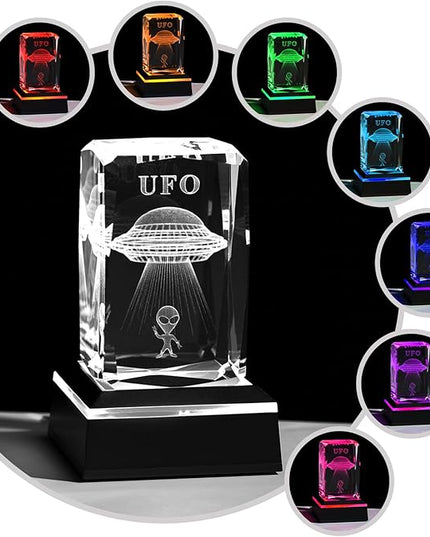 Glass Paperweight,K9 Crystal Cube with Changeable 7-Color Changing Lamp,Nice Birthday Gifts,Decent Ornament in Home and Office - LeafyLoom