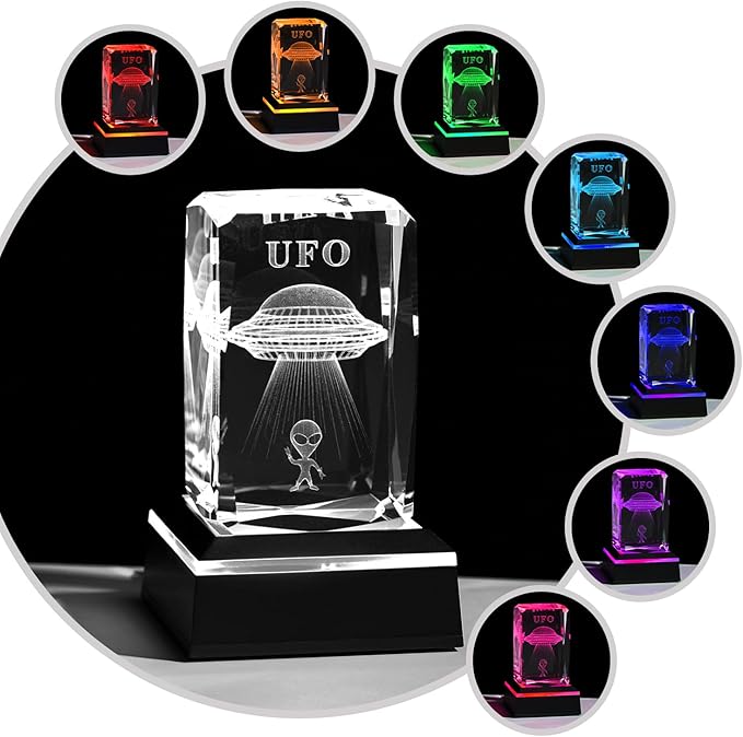 Glass Paperweight,K9 Crystal Cube with Changeable 7-Color Changing Lamp,Nice Birthday Gifts,Decent Ornament in Home and Office - LeafyLoom