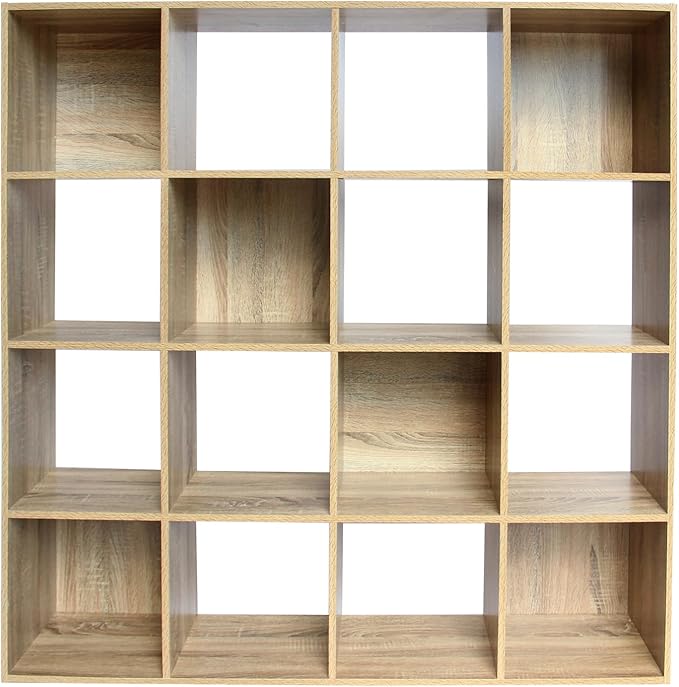 PACHIRA E-Commerce 16 Cube Closet Cabinet, Unit Shelf, Wooden Storage Cube, Bookshelf File Organizer Rack in Living Room, Bedroom, Study, each cube 11.22", OAK - LeafyLoom