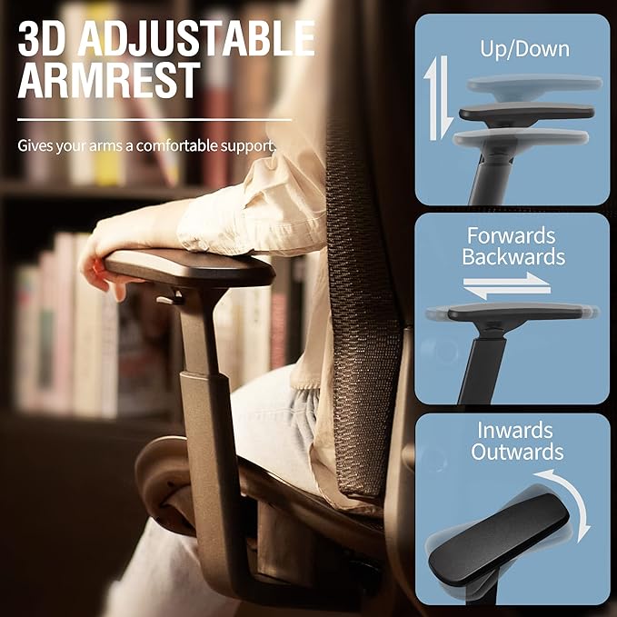 Mesh Office Chair,Ergonomic Computer Desk Chair,Sturdy Task Chair- Adjustable Lumbar Support & Armrests,Tilt Function,Comfort Wide Seat,Swivel Home Office Chair (Black) - LeafyLoom