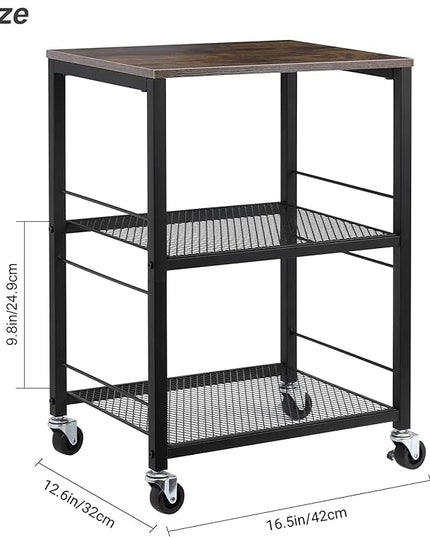 LIANTRAL 3 Tier Rolling Cart, Black Kitchen Carts on Wheels with Storage, Multifunctional Utility Cart for Kitchen Bathroom Living Room Bar Office - LeafyLoom