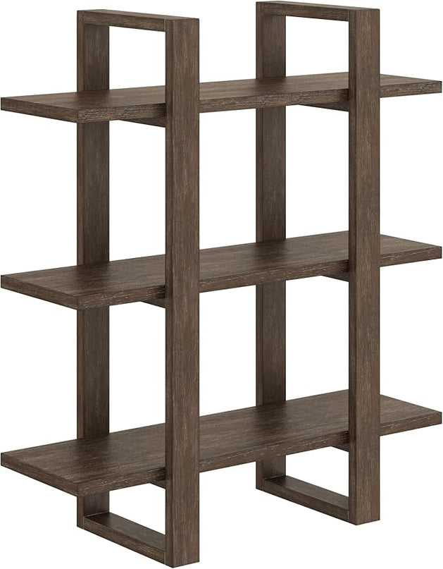 Nathan James Floating Wall Book Shelves, 3-Tier Display Shelf, Decorative Modular Shelf in Solid Wood for Bedroom, Nursery, Bathroom or Kitchen, Set of 2 - LeafyLoom