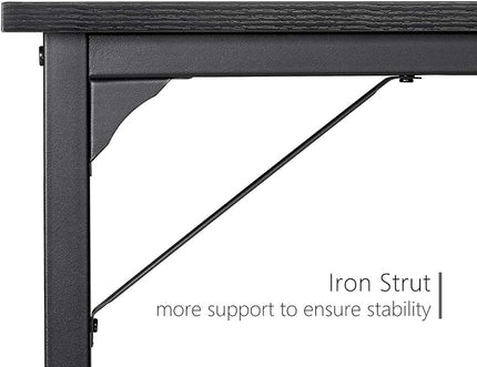 CubiCubi Computer Desk 47" Study Writing Table for Home Office, Modern Simple Style PC Desk, Black Metal Frame, Black - LeafyLoom