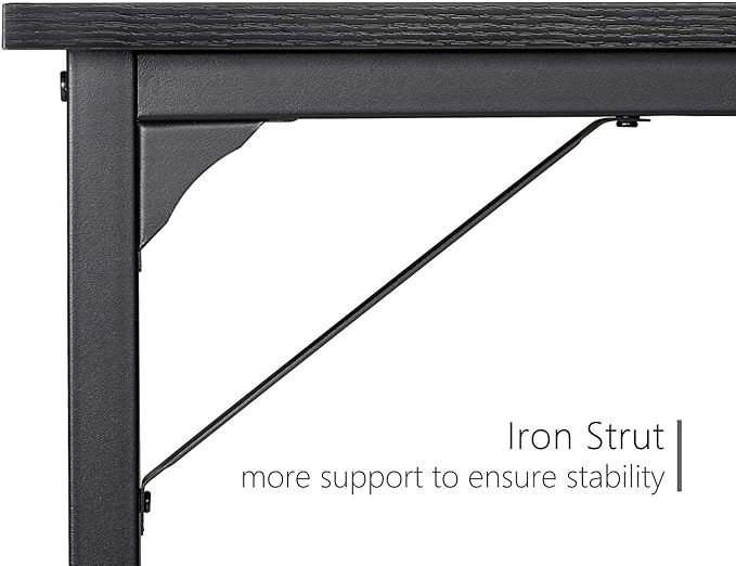 CubiCubi Computer Desk 47" Study Writing Table for Home Office, Modern Simple Style PC Desk, Black Metal Frame, Black - LeafyLoom