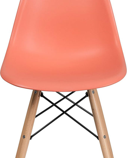 Flash Furniture 2 Pk. Elon Series Peach Plastic Chair with Wooden Legs - LeafyLoom