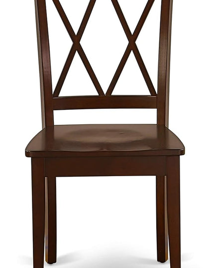East West Furniture PSCL3-MAH-W 3 Piece Room Furniture Set Contains a Rectangle Wooden Table with Butterfly Leaf and 2 Kitchen Dining Chairs, 32x60 Inch - LeafyLoom