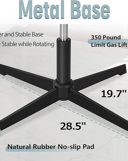 Armless Office Chair no Wheels, Ergonomic Wide Seat Swivel Desk Chair, Height Adjustable Cross Legged Comfortable Computer Chair for Living Room, Vanity Accent Chair LightGray - LeafyLoom