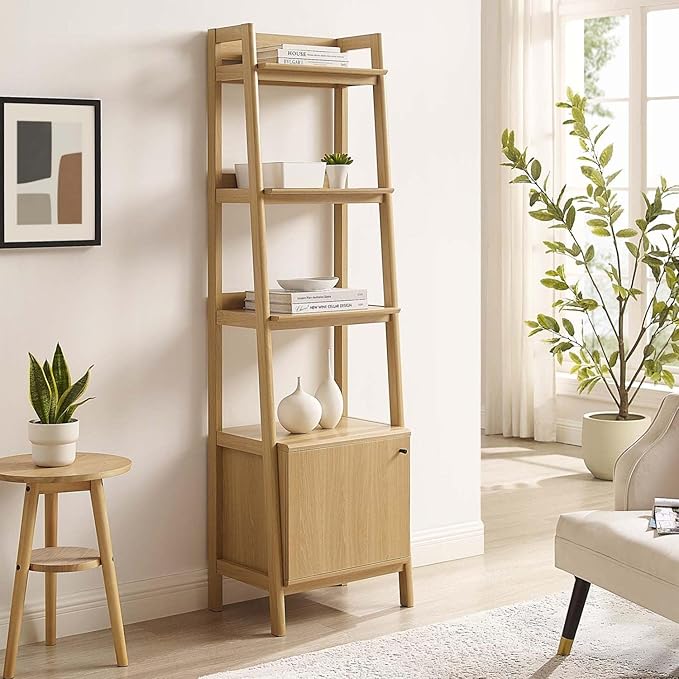Modway 21" Bookshelf Display Case in Oak - LeafyLoom