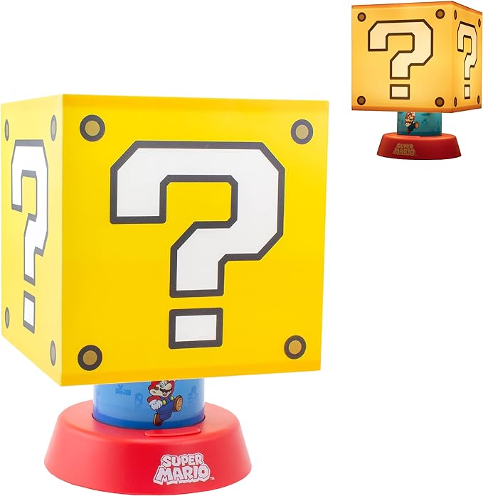 Paladone Super Mario Icon Lamp with 3 Brightness Settings and Auto Shut Off, Nintendo Game Merchandise and Themed Bedside Decor for Kids - LeafyLoom