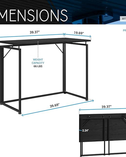 Techni Mobili Space Saving Folding Desk, Black - LeafyLoom