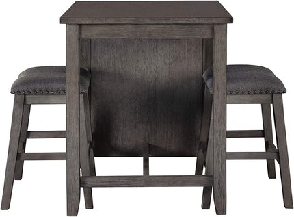 Signature Design by Ashley Caitbrook 25" Counter Height Dining Room Table Set with 2 Saddle Barstools & Storage, Gray - LeafyLoom