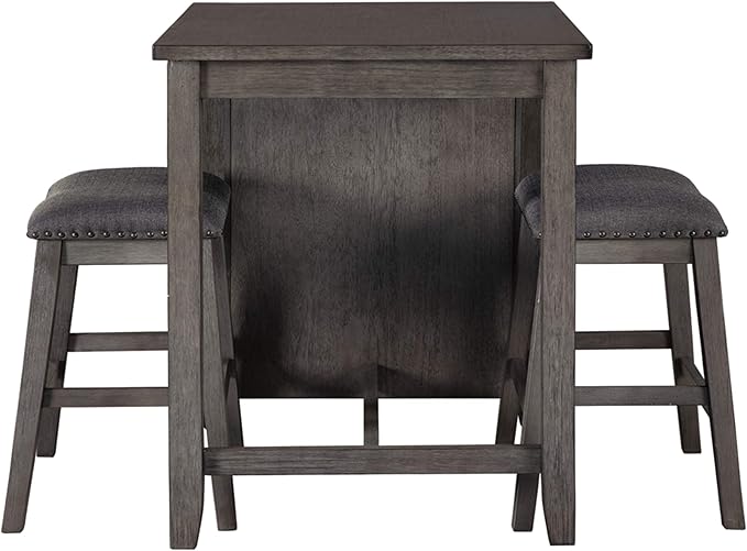 Signature Design by Ashley Caitbrook 25" Counter Height Dining Room Table Set with 2 Saddle Barstools & Storage, Gray - LeafyLoom