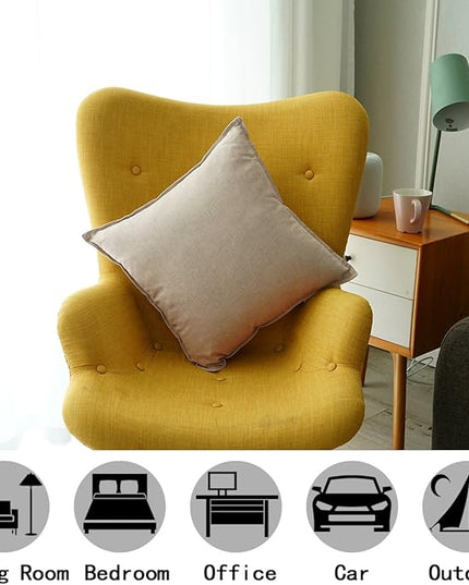 Jeanerlor Set of 2 20"x20" Yellow Pillowcase with Zipper Cousion Cover Decor Cotton Linen to Embellish Students' Dormitory/Study Room/House/Office,(50 x 50cm), Light Linen - LeafyLoom