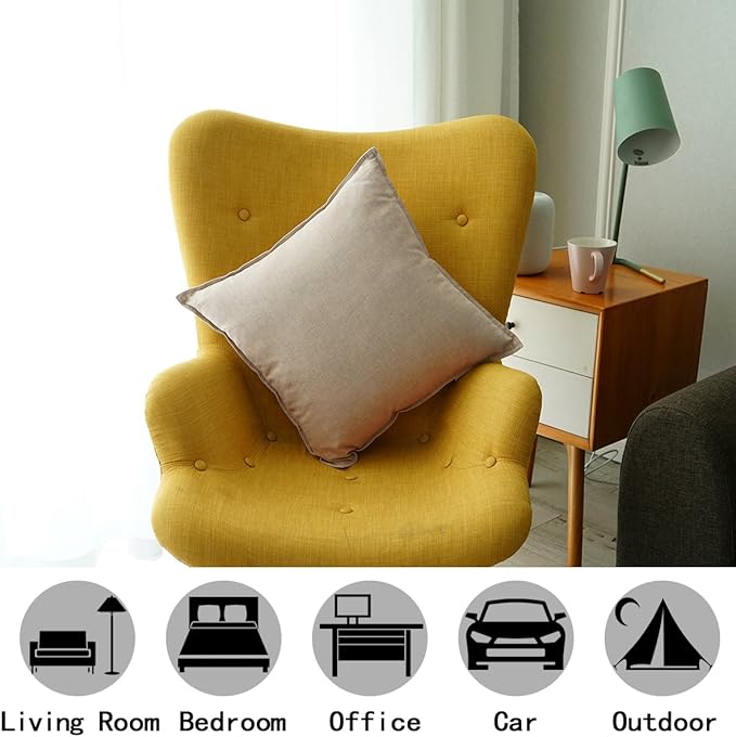 Jeanerlor Set of 2 20"x20" Yellow Pillowcase with Zipper Cousion Cover Decor Cotton Linen to Embellish Students' Dormitory/Study Room/House/Office,(50 x 50cm), Light Linen - LeafyLoom