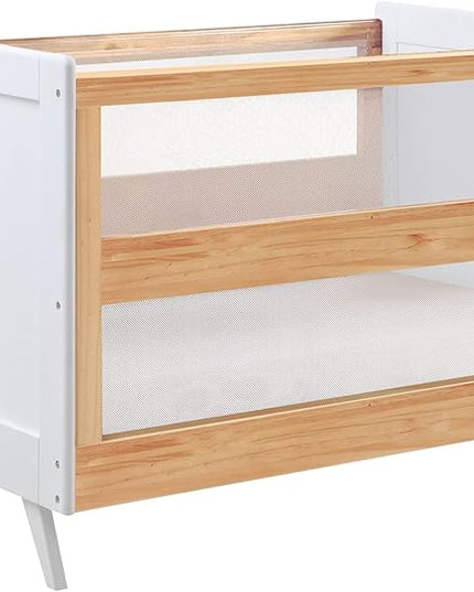BreathableBaby Breathable Mesh 3-in-1 Convertible Crib (Toddler Bed Kit Sold Separately) — Beech & White — Two Adjustable Mattress Heights — Greenguard Gold Certified - LeafyLoom