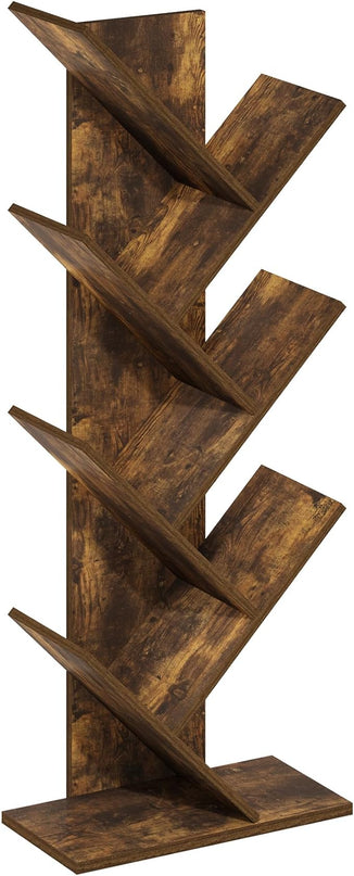 Furinno Tree Bookshelf 7-Tier Floor Standing Tree Bookcase, Amber Pine - LeafyLoom