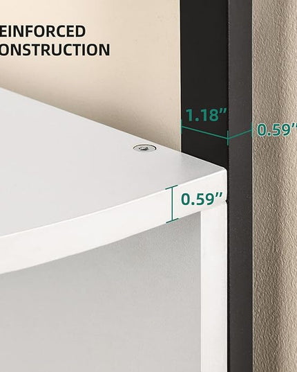 YITAHOME 6-Tier Corner Shelf, 68.8" Tall Modern Free Standing Zigzag Corner Bookshelf, 6 Shelf Display Corner Bookcase Open Small Book Shelves for Living Room, Home Office, Small Space, White - LeafyLoom