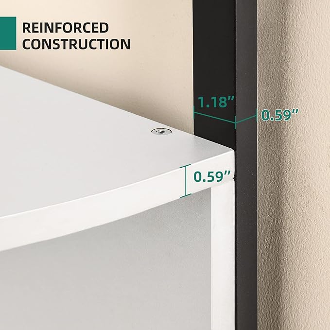 YITAHOME 6-Tier Corner Shelf, 68.8" Tall Modern Free Standing Zigzag Corner Bookshelf, 6 Shelf Display Corner Bookcase Open Small Book Shelves for Living Room, Home Office, Small Space, White - LeafyLoom