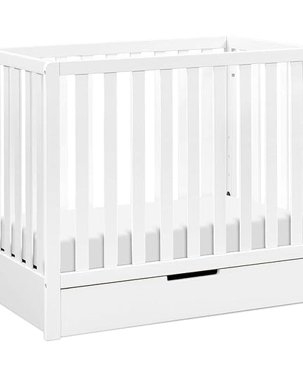 Carter's by DaVinci Colby 4-in-1 Convertible Mini Crib with Trundle Drawer in White, Greenguard Gold Certified, Undercrib Storage - LeafyLoom