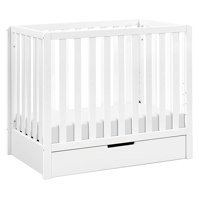 Carter's by DaVinci Colby 4-in-1 Convertible Mini Crib with Trundle Drawer in White, Greenguard Gold Certified, Undercrib Storage - LeafyLoom