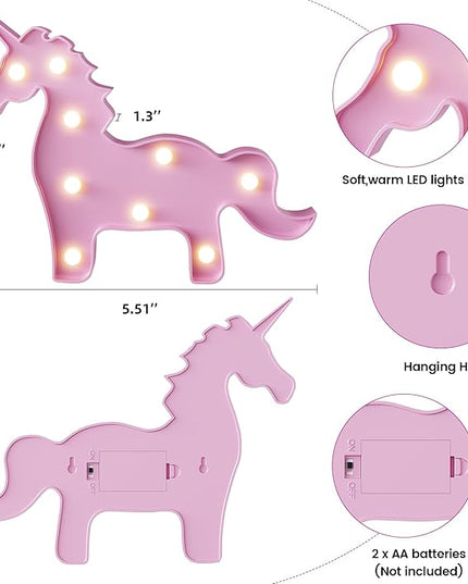 Pink Unicorn Decor, Battery Powered Unicorn Night Light for Kids, Unicorn Party Decorations, Unicorn Birthday Decorations for Girls, Pink Room Decor, Pink Decor, Pink Wall Decor - LeafyLoom