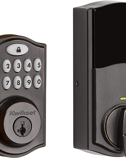 Kwikset 914 Traditional Keypad SmartCode Electronic Deadbolt Smart Lock featuring SmartKey Security and ZigBee 3.0 Technology in Venetian Bronze Kwikset