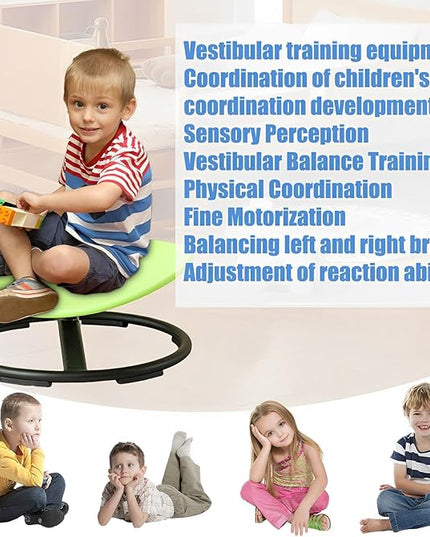 Autism Kids Swivel Chair,Spin Sensory Chair,Kids Spinning Chair,Sit Spin Training Body Coordination,Metal Base Non-Slip Small Desk Chair (Green) - LeafyLoom