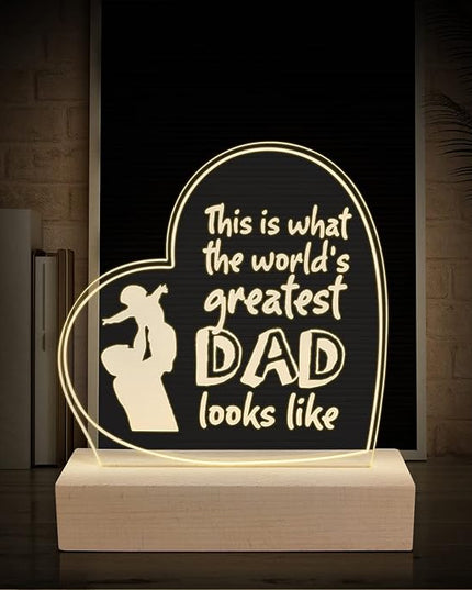 Wood LED Display Base with Acrylic Sheet, Dad Gifts from Daughter Son LED Acrylic Light Base Wood Display LED Stand - LeafyLoom