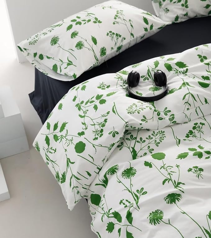 Botanical Comforter Set Cal King White Sage Floral Plant Bedding Comforter Girls Garden Pattern Printed White Blanket Rustic Leaf Blossom Women White Farmhouse Comforter California King - LeafyLoom