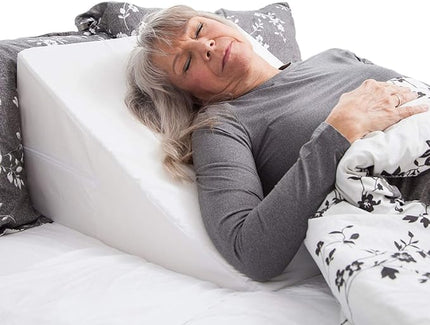 DMI Bed Wedge Pillow and Triangle Wedge with Elevated Incline for Neck Pain, Headaches, Shoulders, Back Pain, Foot Support, Knee Pain or Restless Leg Syndrome, 24x24x12 inches, White (Pack of 1) - LeafyLoom