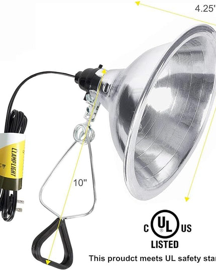 Simple Deluxe Clamp Lamp Light Socket with 8.5 Inch Aluminum Reflector, Suit for Max 150 Watt Lamp (No Bulb Included) with 18/2-Gauge 6 Feet Cord, Silver, 2 Pack - LeafyLoom