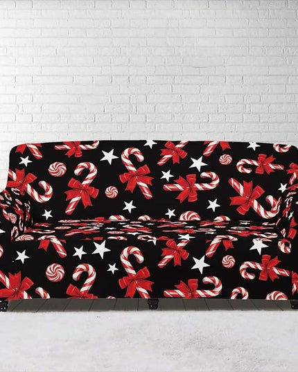 FKELYI Christmas Easy Going Stretch Sofa Slipcover Candy Cane Sofa Couch Cover Non-Slip Sofa Slipcovers Washable Furniture Protector L FKELYI