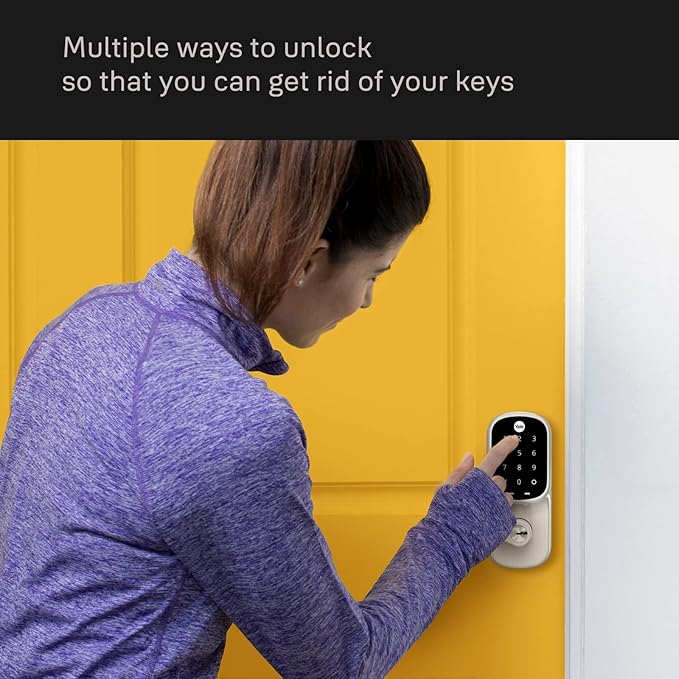 Yale Assure Lever Entry Door Handle with Keypad, Black Suede Smart Door Lock with Handle, Back-Up Key, and Z-Wave, ‎YRL226-ZW2-BSP Yale